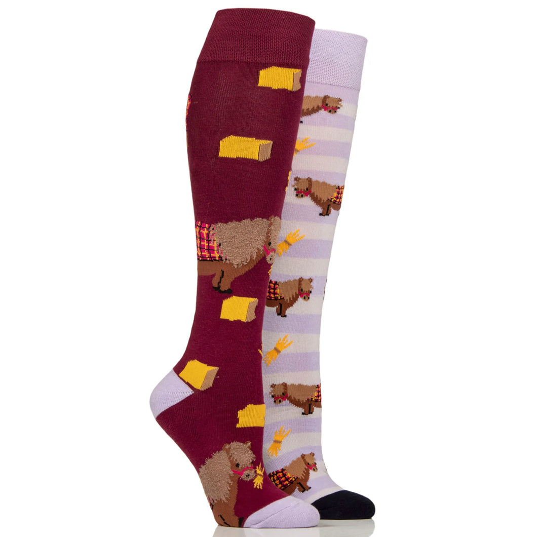 Sockshop Wild Feet Knee High Ladies Socks 2 Pack