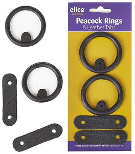 Elico Replacement Rubber Peacock Rings and Leathers for Safety Stirrups – Black