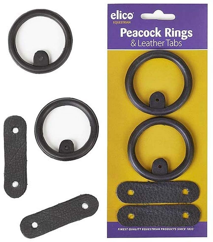 Elico Replacement Rubber Peacock Rings and Leathers for Safety Stirrups – Black