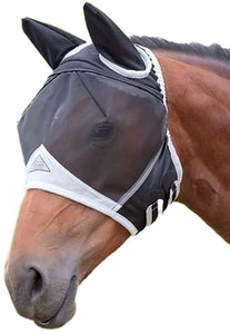 Shires fly mask - FULL /Black field durable with ears