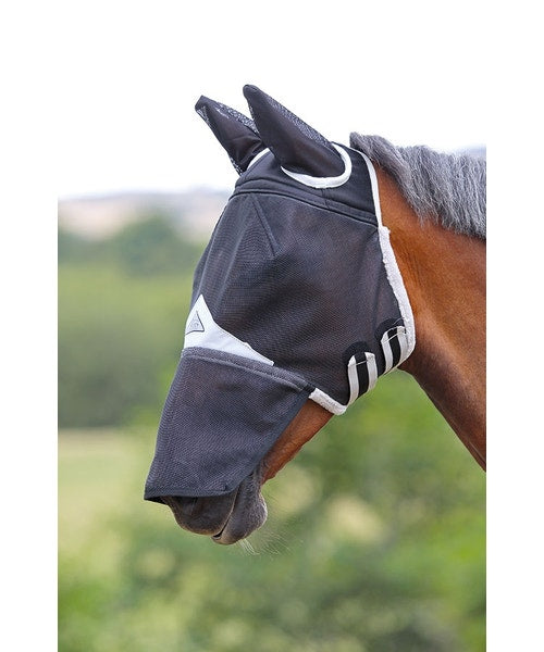Shires fly mask - COB/Black field durable with ears and nose
