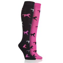 Load image into Gallery viewer, LADIES 2 PAIR STORM BLOC EQUESTRIAN MIDWEIGHT KNEE HIGH SOCKS
